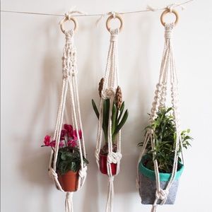 Plant Hangers, Cotton Macrame, Set of 3